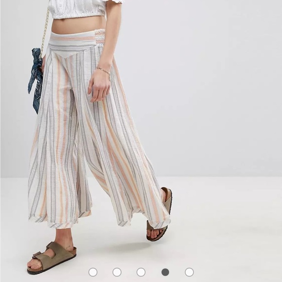 Free people Blair pull on stripe, wide leg, pant Ivory size xs - Picture 3 of 14